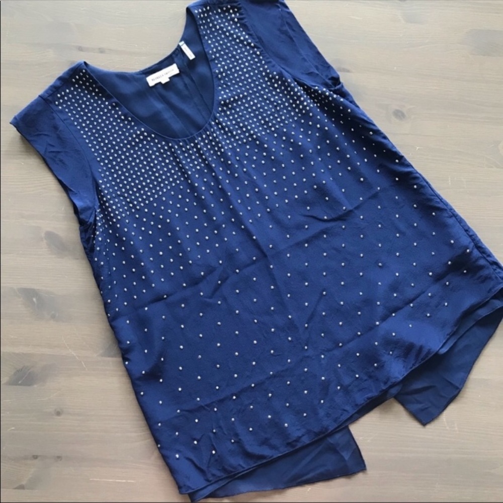 Rebecca Taylor navy stud split back blouse